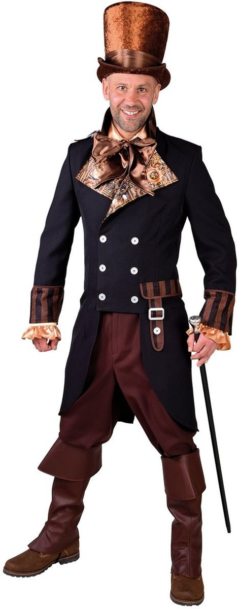 Steampunk Kostuum | Tijdmachine Steampunk Jas Man | Extra Small | Carnaval kostuum | Verkleedkleding